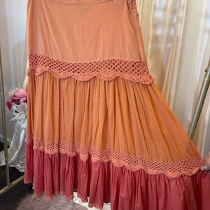 Biographie Tiered Cotton Maxi Circle Maxi Skirt- XL